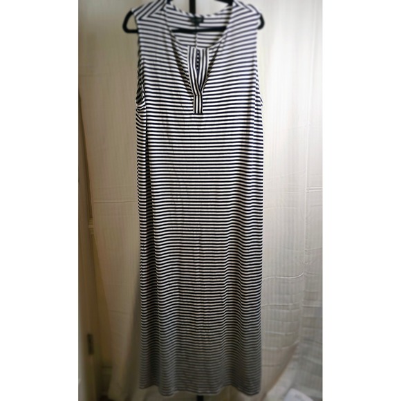 J Jill Wearever Collection XL Striped Sleeveless Maxi Dress Casual Stretch Boho - Picture 1 of 8